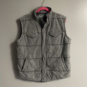 BKE BUCKLE VEST Mens XL Gray Texture Insulated Puffer Full Zip